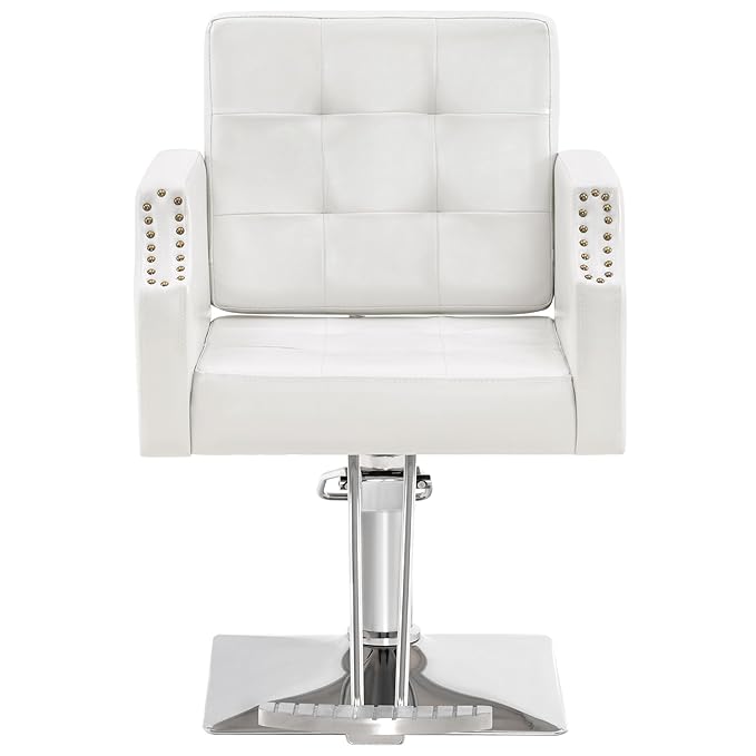 BarberPub Classic Salon Chair for Hair Stylist,Hydraulic Barber Styling Chair,Beauty Salon Spa Equipment 8818 (White)