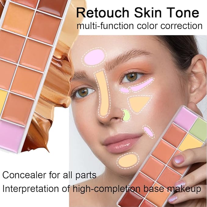 12 Color Correcting Concealer Palette With Concealer Brush,