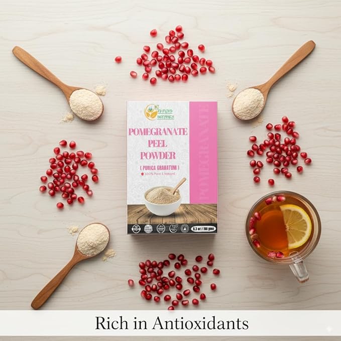 Herbs Botanica Pomegranate Peel Powder 100% Pure & Natural Pomegranate Powder for Herbal Tea, Skincare & DIY Beauty Finely Ground, Additive-Free, Resealable Pack 5.3 oz