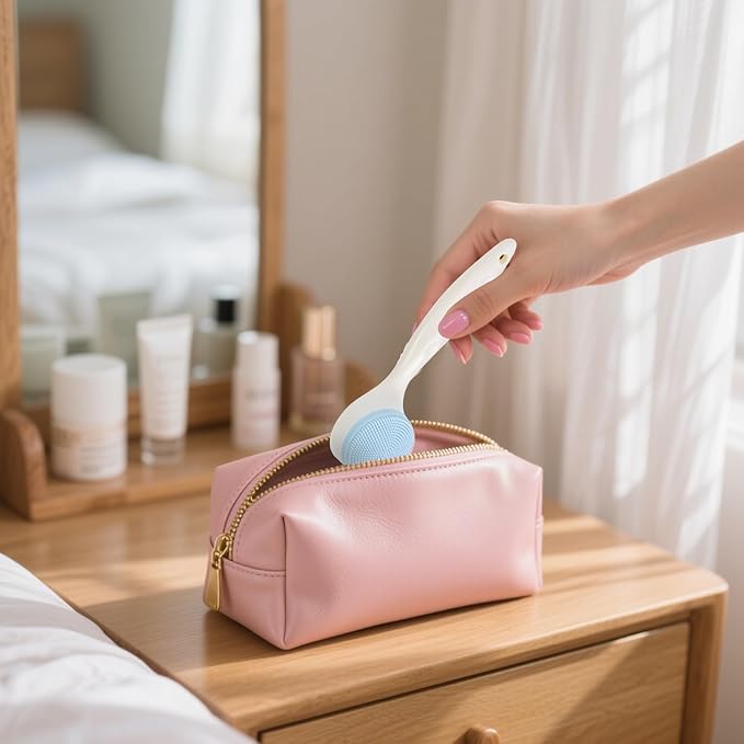 2 Pack Silicone Face Scrubber Exfoliating Brush, Manual Handheld Facial Cleansing Brush Blackhead Scrubber, Soft Bristles Waterproof for Face Skincare (Round-Blue Head)