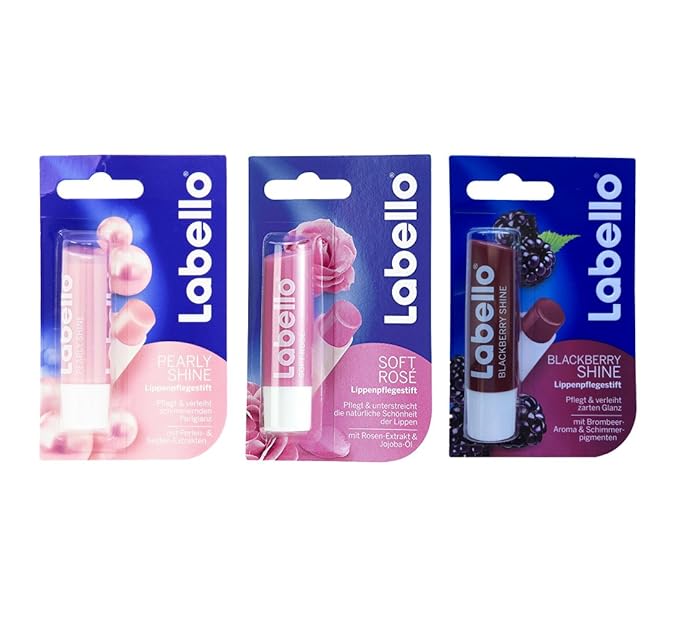 Labello Pearly Shine, Labello Soft Rose, Bundle