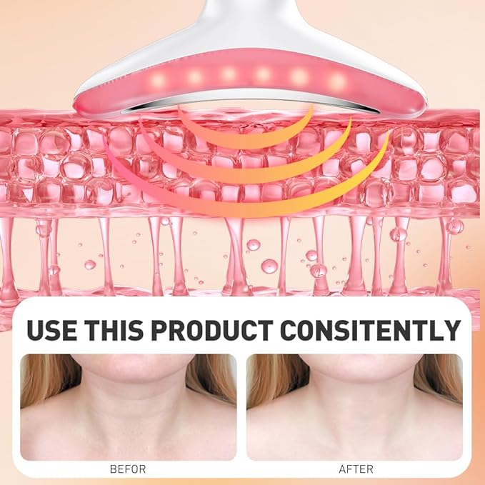 Facial Massager, 3 Modes Face Sculpting Tool, Vibrating Neck Face Massager with Thermals (Beige)