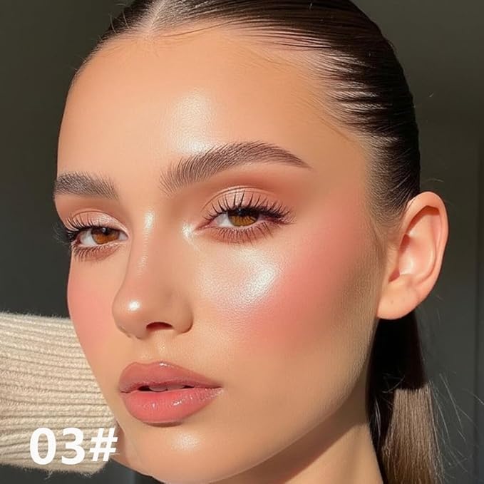 Baked Blush-n-Brighten Marbleized Blush, 2-in-1 Blush & Highlighter Hybrid - Pink Buttercream - Natural Finish, Buildable Color, (A03#, 1Pcs(13.5g/0.476oz))