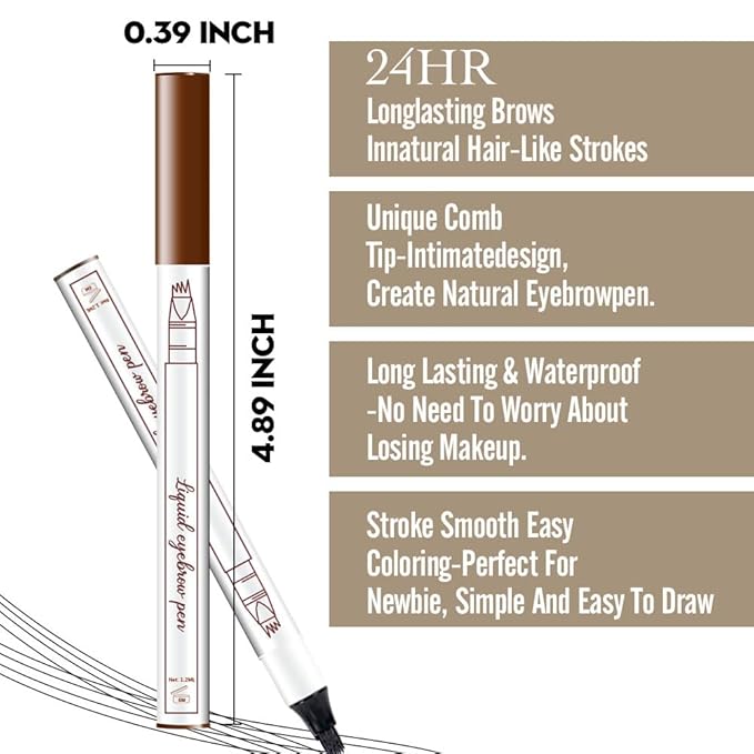 Eyebrow Ink Pencil by Brow Stylist -Micro 4 Point Brow Pen Lift & Snatch Eyebrow Pen Kits with 3 Eyebrow Stencil Long-Lasting Waterproof Natural Eyebrow Hair (4Pcs 01#&02#&03#&04#)