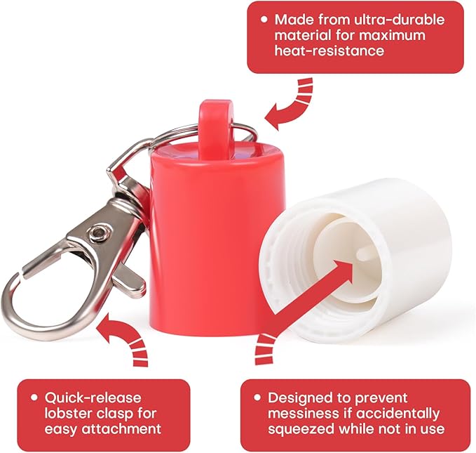 Keychain Holder for LANEIGE 0.35 oz Lip Balm (2 Pack) - Portable Lip Gloss keychain caps with Detachable Hooks, Secure Snap Lock (White & Pink)