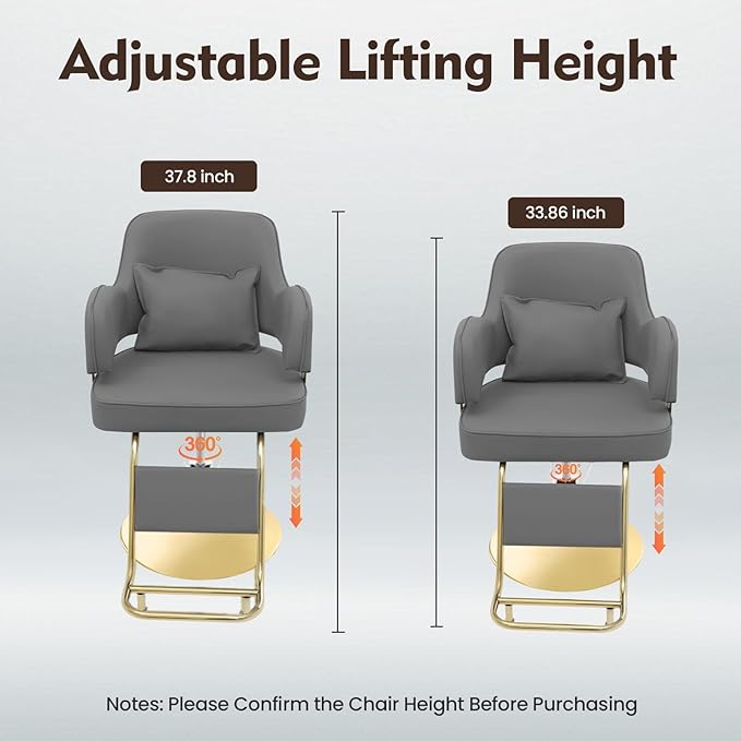 Barber Chair for Hair Stylist Hair Salon Chair with Heavy Duty Hydraulic Pump Height Adjustable 33.86-37.8inch & 360 Degrees Rotation Shampoo Chair for Salon Barbershop