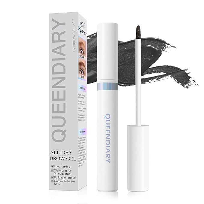 QueenDiary Eyebrow Stain Long Lasting Eyebrow Makeup Smudge-proof Eyebrow Gel Waterproof Transfer-proof Vegan Cruelty-free Eyebrow Gel (Jet Black)