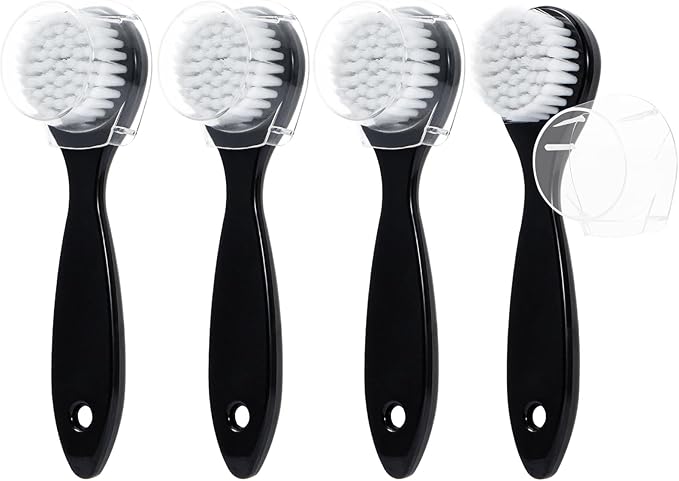 Facial Cleansing Brush 4 PCS, Face Exfoliating Scrubber Brush Soft Face Wash Scrub Exfoliator for Makeup Skincare Removal (Black)