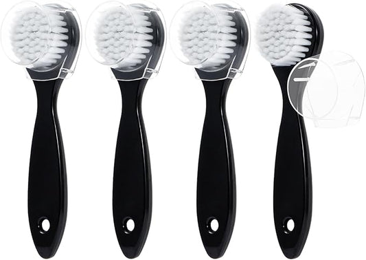 Facial Cleansing Brush 4 PCS, Face Exfoliating Scrubber Brush Soft Face Wash Scrub Exfoliator for Makeup Skincare Removal (Black)