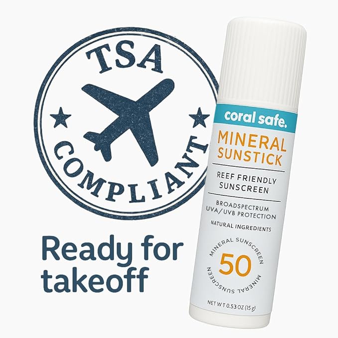 Reef Safe Sunscreen SPF 50 Facestick - Biodegradable, Hawaii & Mexico Approve, Zinc, Vitamin E, Oxybenzone & Octinoxate Free, Water Resistant, Natural Ingredients, Made in USA by Coral Safe