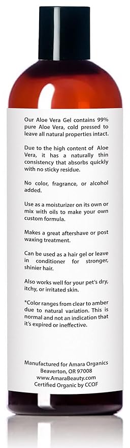 USDA Organic Aloe Vera Gel - For Face, Body, Hair - 100% Pure, After Sun Care