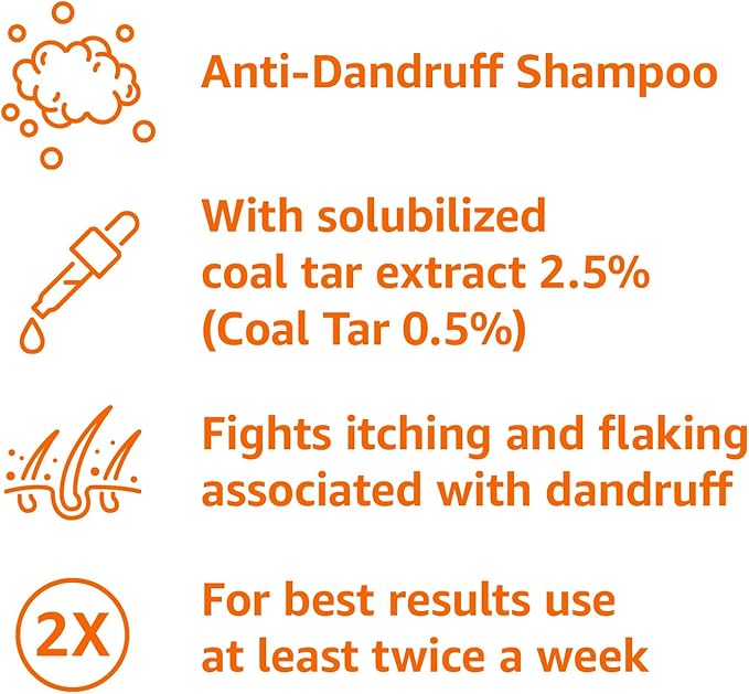 Amazon Basics Therapeutic Plus Coal Tar Anti-Dandruff Shampoo 0.5% Coal Tar, 16 Fl Oz, Pack of 1