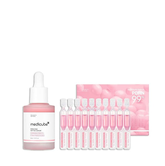medicube Intensive Moisture & Skin Plumping Set: Salmon DNA PDRN Pink Peptide Serum and Salmon DNA PDRN Pink One Day Serum | Holiday Stocking Stuffers