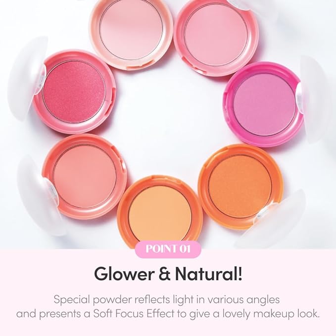 ETUDE Lovely Cookie Blusher #PK004 Peach Choux Wafers 4g | Glowing & Natural Powder Blush with Long-Lasting Sebum Control | Easy Application | Puffy Cushion for a Lovely Makeup Look