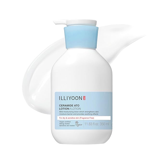 Illiyoon Ceramide Ato Lotion | Lightweight Moisturizer for Dry & Sensitive Skin, Barrier Repair for Face & Body, Mild for Babies, Vegan Certified, Korean Skin Care, 11.83 fl.oz.