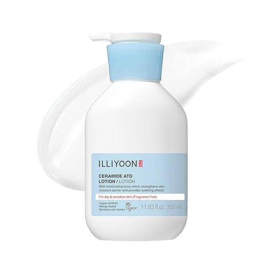 Illiyoon Ceramide Ato Lotion | Lightweight Moisturizer for Dry & Sensitive Skin, Barrier Repair for Face & Body, Mild for Babies, Vegan Certified, Korean Skin Care, 11.83 fl.oz.
