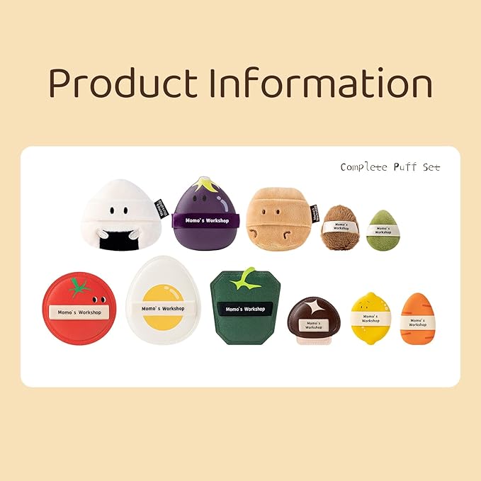Momo's Workshop Bento Collection Makeup Sponges+Powder Puffs Set,11PCS Beauty Foundation Puffs for Creamy Finish, Halloween Makeup Sponge for Blending,Comfortable for All Skin Types & Storage Case