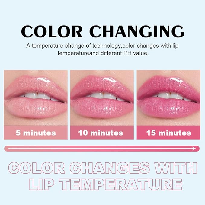 Shimmering Magic PH Color Changing、Hydrating Lip Glow Oil, Plumping Lip Gloss, Moisturizing Lip Oil Gloss, Transparent Moisturizing Lip Balm, Natural Lip Plumper(03 PEACH SHINE)