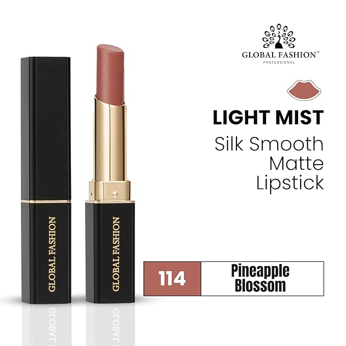 Global Fashion Silk Smooth Matte Lipstick – Long-Lasting, Luxurious Color, Rich Hydration, Lightweight Formula, Lightweight Matte Lip Color for Women, Available in Multiple Shades (114, 0.12 oz)