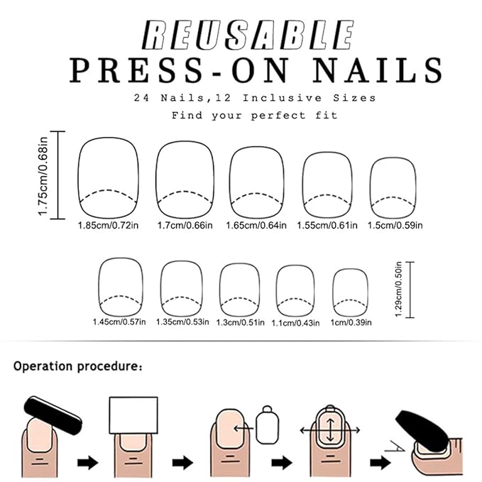 Flower Press on Nails Short Square Fake Nails Nude False Nails Floral Glossy Full Cover Acrylic Nails Spring Glue on Nails Artificial Cute Stick on Nails for Women Manicure 24Pcs