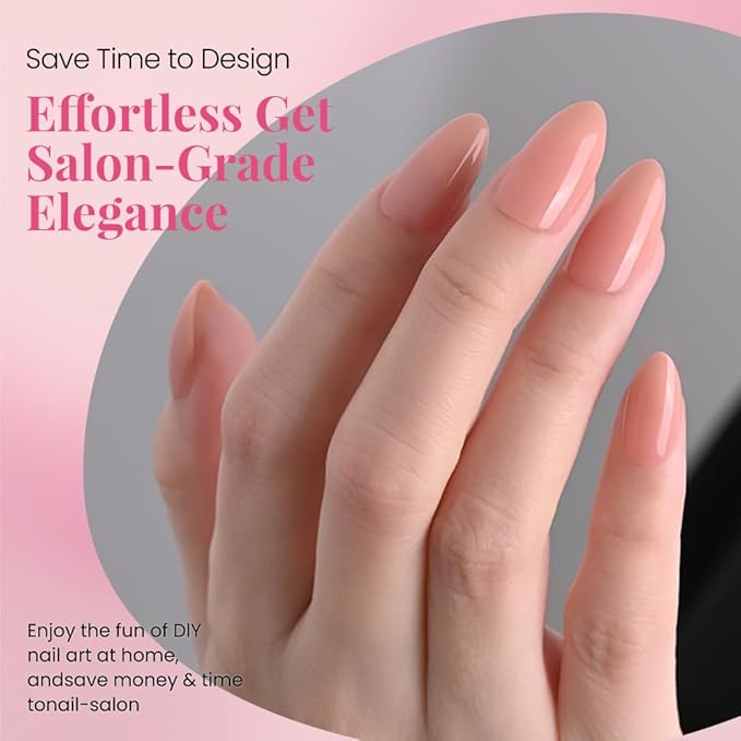 evpct Nude Nuetral Press on Nails Almond Short, Glossy Short Almond Fake Nails Kit for Women, Soft Gel Press On Nail with Nail Glue, 15 Sizes 30Pcs Reusable Stick on Acrylic Fake Nail Manicure Set, 08