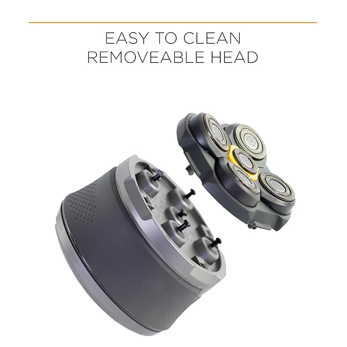 Microtouch Titanium Electric Head Shaver - Rechargeable Head and Face Shaver for Men, Cordless Razor, Hypoallergenic Wet/Dry Shaving, Precision Head Trimmer, Lithium Power, Battery Powered