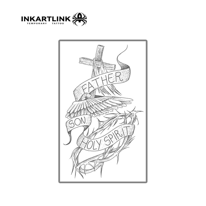 INKARTLINK Semi Permanent Tattoo, extra large male arm party tattoo, beautiful and realistic design, fun tattoo experience, cruelty-free, non-reflective, waterproof (Faith)