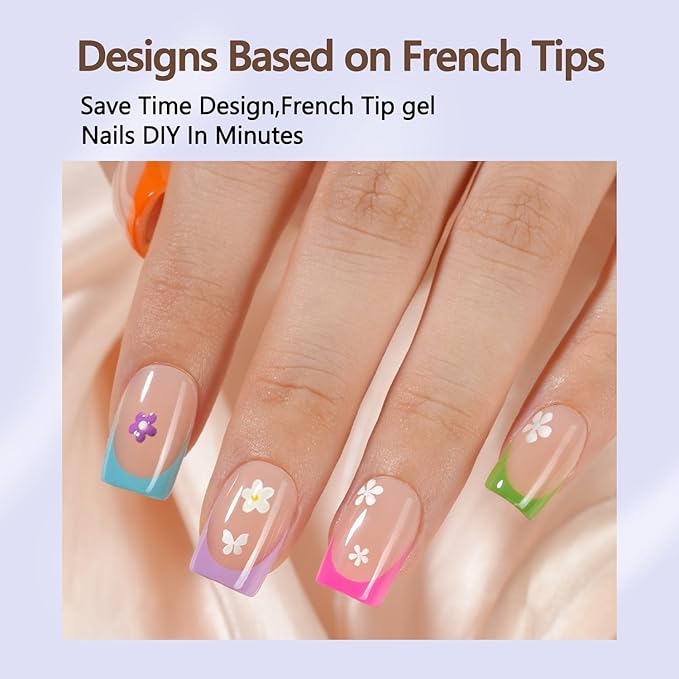 Misssix French Gel Nail Tips, 160Pcs French Tip Press on Nails Short Square, No Need to File Tips Pre-lasting, Fake Nails for Nail Art DIY 16 Sizes