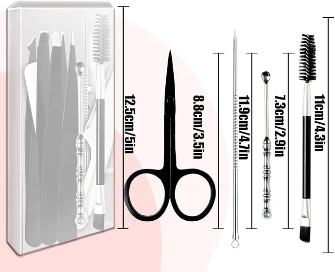 Tweezers Kit Tweezer for Women Facial Hair Removal Tweezers Professional Tweezers Set Eyebrow Tweezer, [9+1 PCS] Professional Stainless Steel Eyebrow for Women &Men,Black Beauty Sets