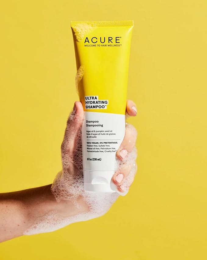 Acure Ultra Hydrating Shampoo – Deep Moisture & Nourishing Formula for Dry, Dehydrated Hair, Restores Hydration, Vegan, Sulfate & Paraben-Free, 8 Fl Oz