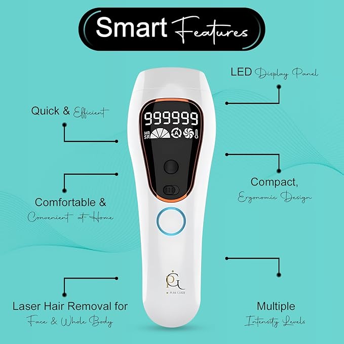 Professional IPL Laser Hair Removal Device & Epilator for Women and Men, 999,999 Flashes, Permanent Hair Reduction for Face, Legs, Arms, Bikini Line & Body, Painless Treatments for Smooth Skin at Home