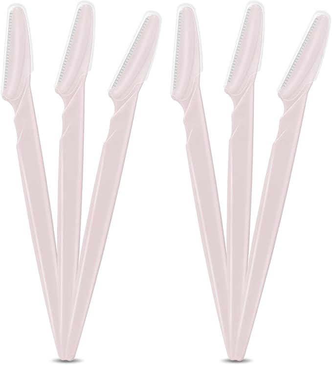 16 Pcs Light Pink Eyebrow Razor, Face Razors Multipurpose, Facial Razors for Women Men, Eyebrow Trimmers Shaver with Protective Cover, Dermaplaning Tools for Face Body Use, Facial Hair Removal Tools
