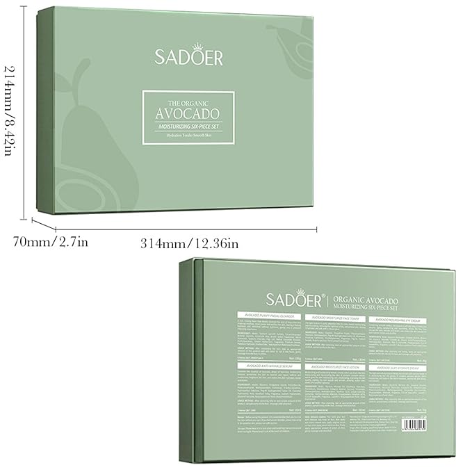 Avocado Skincare Sets, 6Pcs Skincare Gift Set with Facial Cleanser, Face Serum, Face Cream, Eye Cream, Toner, moisturizing Lotion, Skin Care Sets & Kits, Hydrating Facial Kit for women