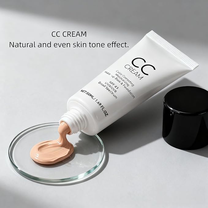 Cc Cream for Older Women,Cc Cream With Spf 43,Self Adjusting for Mature Skin, Anti-Aging Sunscreen Foundatio with Moisturizer, Conceals, Moisture & Anti Aging