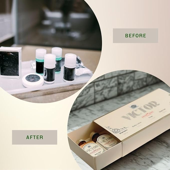 Victor 75-Piece Guest Toiletries Set – 15 Guest Kits with Shampoo, Conditioner, Shower Gel, Body Lotion & Soap – Goji Berry & Calendula, Paraben-Free, Made in Turkey