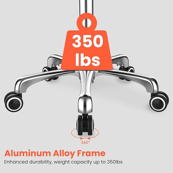 TASALON Professional Rolling Stool Chair, PU Leather Seat with Backrest,Height Adjustable, Swivel Metal Feet, Salon Spa Tattoo Massage Home Office Swivel Stool Chair Black