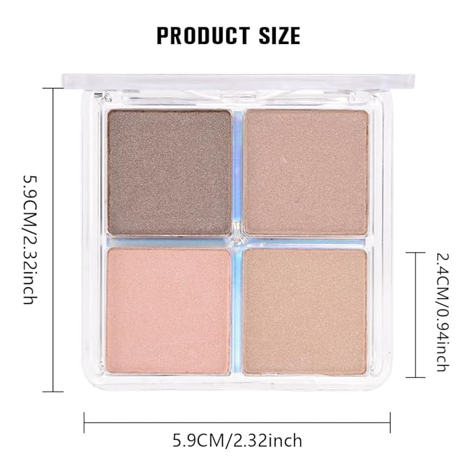evpct Eyeshadow Quad Palette, Taupe Bronze Champagne Peach Pink Nude Glitter Shimmer Metallic Matte High Pigment Eye Shadow Palette Makeup for older Women, Smudge Proof Vegan Cruelty-free Sheerly Nude