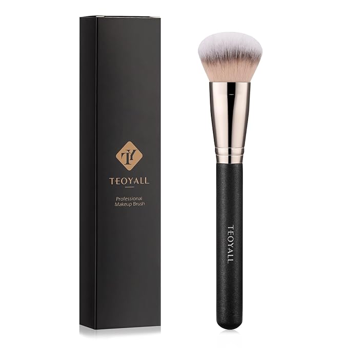 TEOYALL Domed Cheek Brush, Medium Precision Brush Head with Dense Synthetic Bristles for Contour Bronzer Blush with Loose Powder Cream