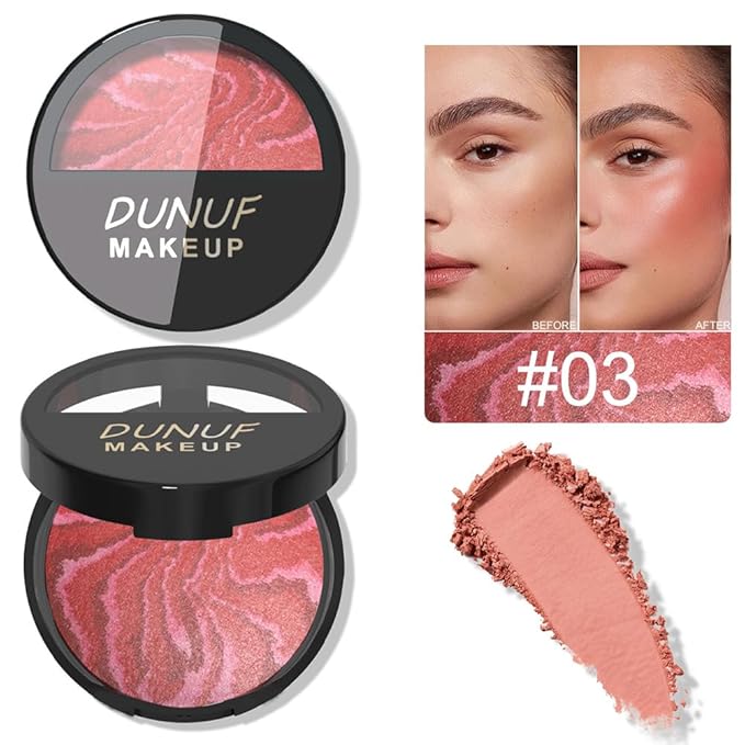 Baked Blush-n-Brighten Marbleized Blush, 2-in-1 Blush & Highlighter Hybrid - Pink Buttercream - Natural Finish, Buildable Color, (A03#, 1Pcs(13.5g/0.476oz))