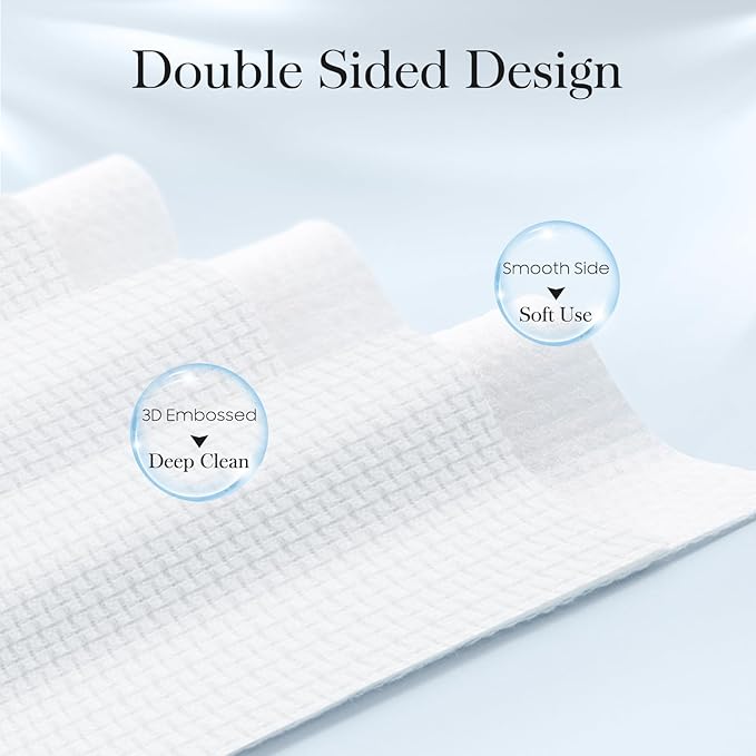 200 Count (4 Box) XL Disposable Face Towels 10” x 12”, 100% Viscose Fibre, Soft & Skin Friendly Face Towelettes Disposable, Facial Tissue Wipes for Women Cleansing