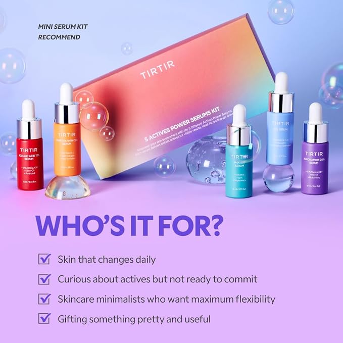 TIRTIR 5 Actives Power Serums Kit – Korean Skin Care Set with Vitamin C, Niacinamide, Azelaic & Hyaluronic Acid, Hydrating Serum, Radiance Boost, Nourishment, Travel Essentials, Skincare Gift