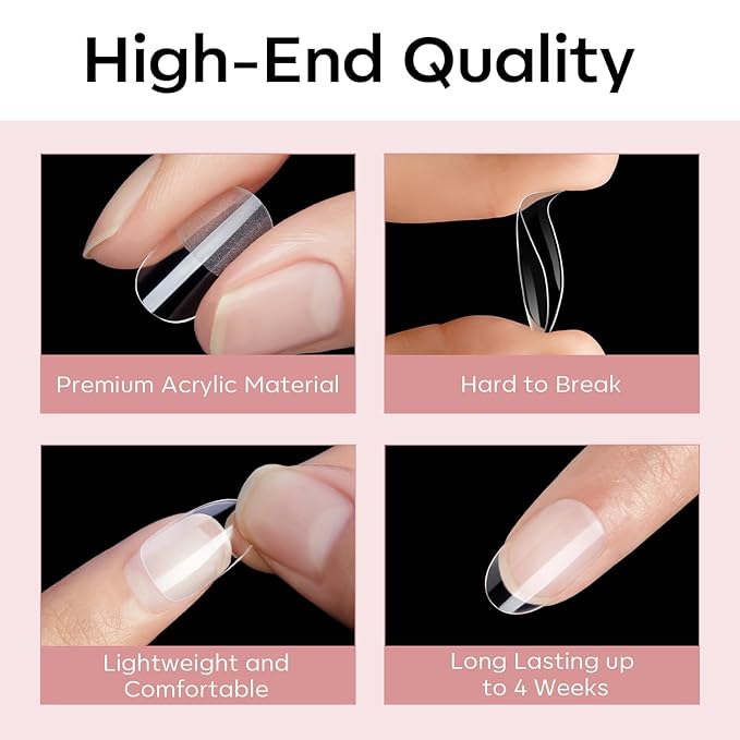 Modelones Extra Short Oval Round Nail Tips - 510Pcs Soft Fake Nails Tips Gel Pre-shaped Half Matte Full Cover No Filed False Extension Manicure Salon DIY at Home 15 Sizes