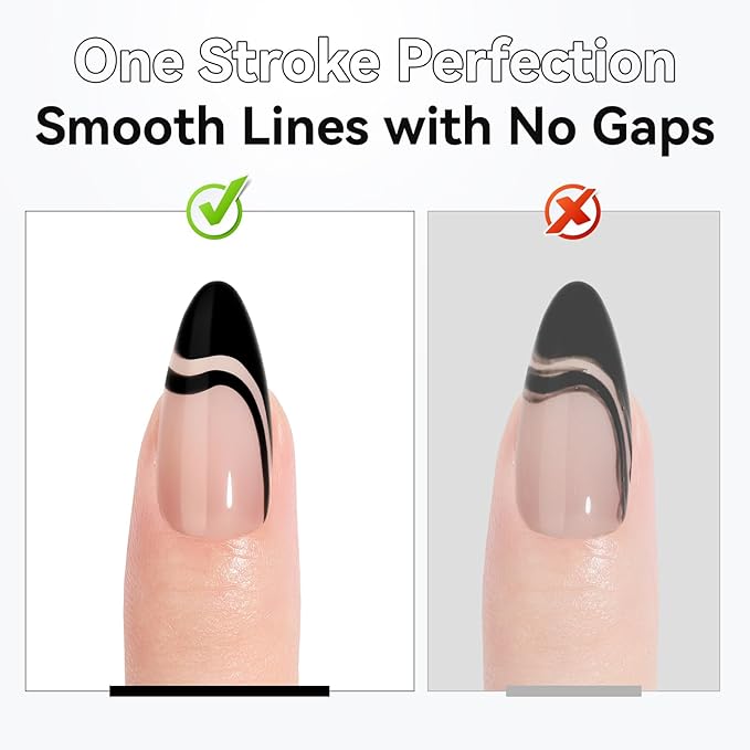 Makartt Gel Nail Polish Liner Set 8ML 2 Colors White and Black for French Nail Art French Tips Swirls DIY Manicure Soak Off UV Curing with Thin Brush