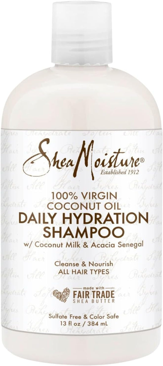 SheaMoisture Virgin Coconut Shampoo, Daily Hydration – Color-Safe Formula with Organic Shea Butter for All Types, Curly Hair Care, 13 Oz