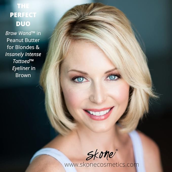 Skone Cosmetics The Original Brow Wand Eyebrow Pencil with Brush - Dual-Sided Retractable Waterproof Long-Lasting Brown Eye Brow Pencils for Women with Sleek Eyebrows - Peanut Butter for Blondes