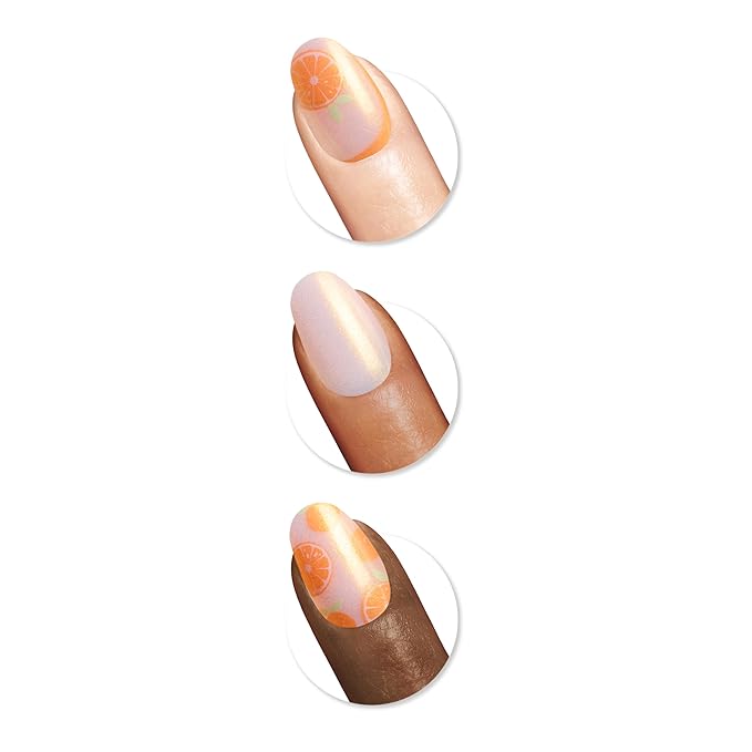 Sally Hansen Salon Effects Perfect Press-On Nails | Oval Shape | Easy to Apply, Non-Damaging | 30 Nails, Nail Glue, Adhesive Tabs, File |Sunshine Spritz