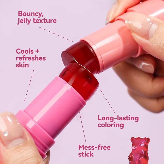 2 Pcs Milk Jelly Blush, Milk Cooling Water Jelly Tint, Vivid Color Water Jelly Tint Milk Blush, Sheer Eye Lip & Cheek Stick Stain, Long Wearing, Watercolor Finish Lip Gloss for Women, 01&02