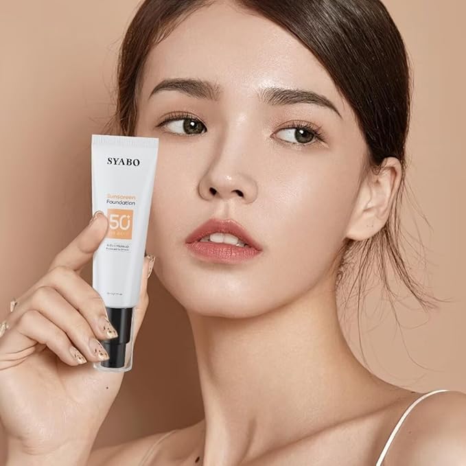 SPF 50 Tinted Sunscreen, Face Sunscreen Hydrating Sun Essence, Lightweight Concealer Sunscreen, Travel Size Against UVA and UVB Sun Protection, Ivory 50ml / 1.7oz