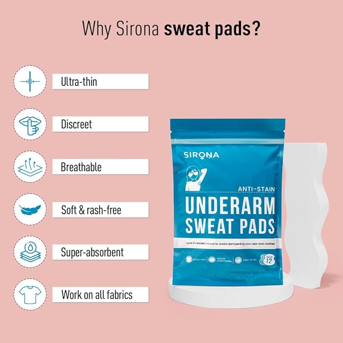 Sirona Under Arm Sweat pads - 12 pads