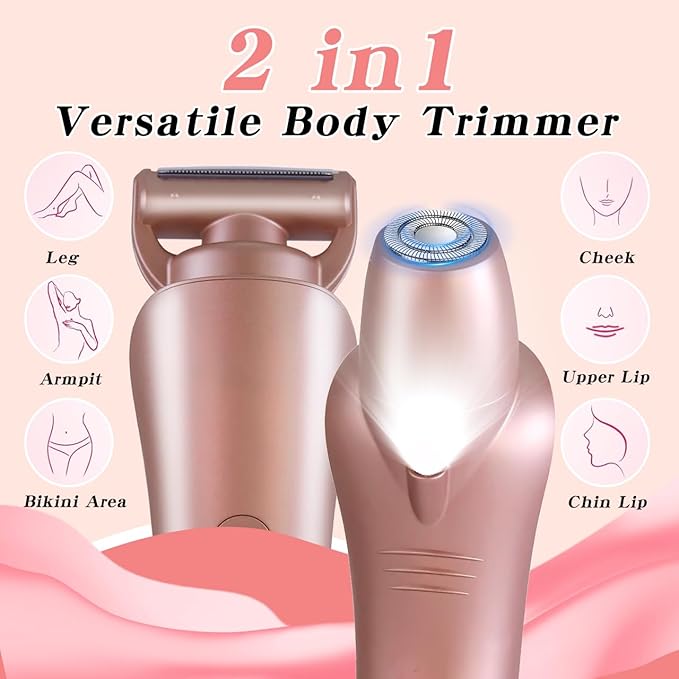 Electric Shaver for Women Bikini Trimmer Facial Hair Removal LED Display Womens Razors for Shaving IPX7 Waterproof Pubic Body Hair Trimmer